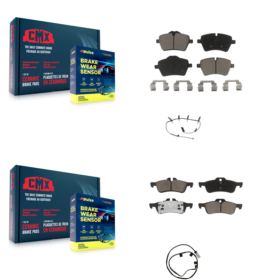 Front Rear Ceramic Disc Brake Pads And Wear Sensors Kit For 2006 Mini Cooper 1.6L KCW-100132