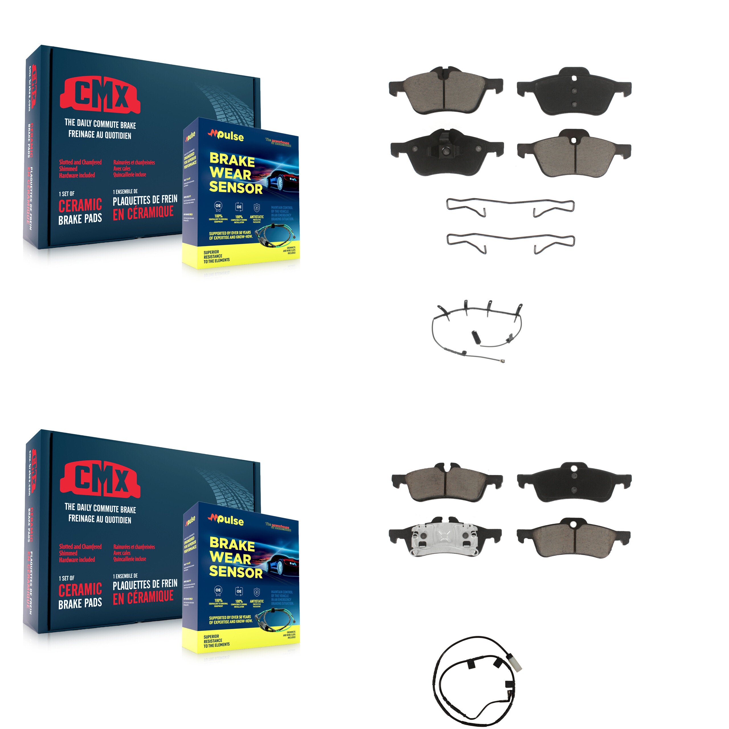 Front Rear Ceramic Disc Brake Pads And Wear Sensors Kit For 2006 Mini Cooper 1.6L KCW-100133
