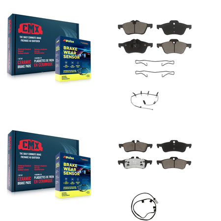 Front Rear Ceramic Disc Brake Pads And Wear Sensors Kit For 2006 Mini Cooper 1.6L KCW-100133