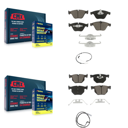 Front Rear Ceramic Disc Brake Pads And Wear Sensor Kit For 2009-2010 BMW 335i xDrive 3.0L KCW-100137