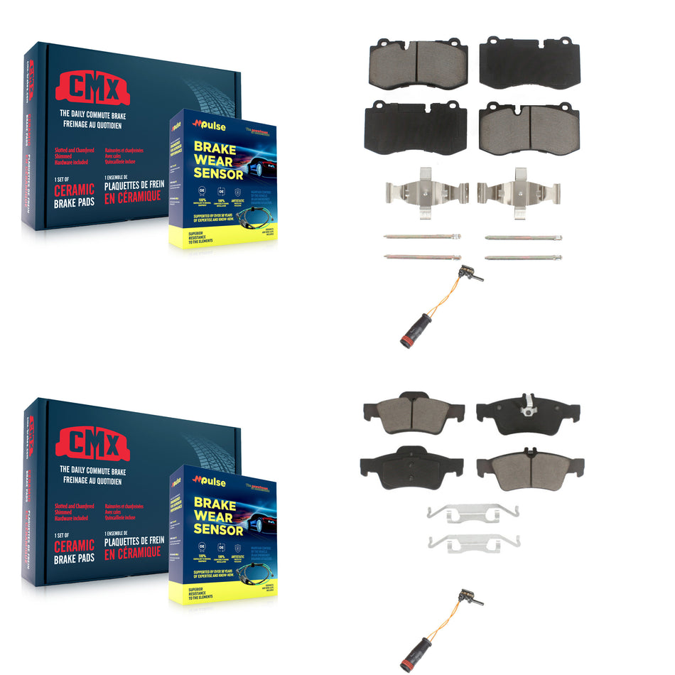 Front Rear Ceramic Disc Brake Pads And Wear Sensors Kit For Mercedes-Benz SL550 CL550 KCW-100147