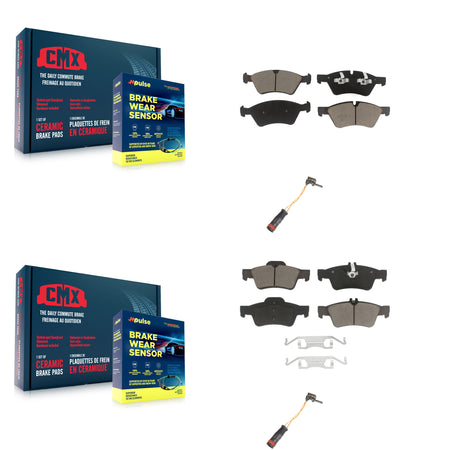 Front Rear Ceramic Disc Brake Pads And Wear Sensors Kit For Mercedes-Benz E350 AWD KCW-100152