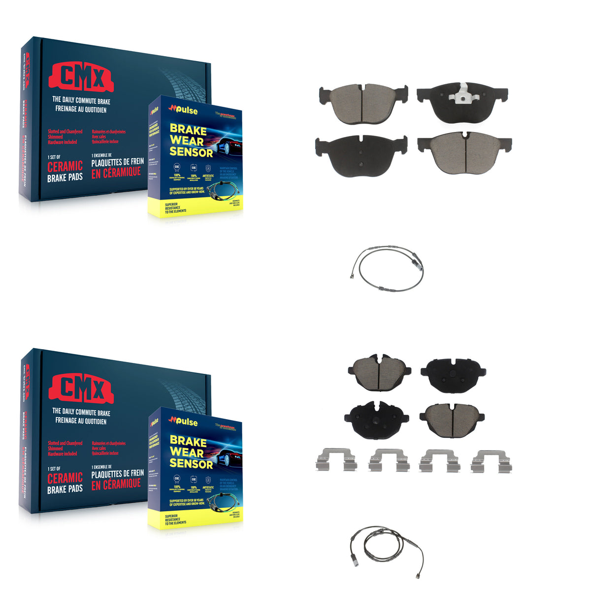 Front Rear Ceramic Disc Brake Pads And Wear Sensors Kit For 2016-2018 BMW X4 M40i KCW-100156