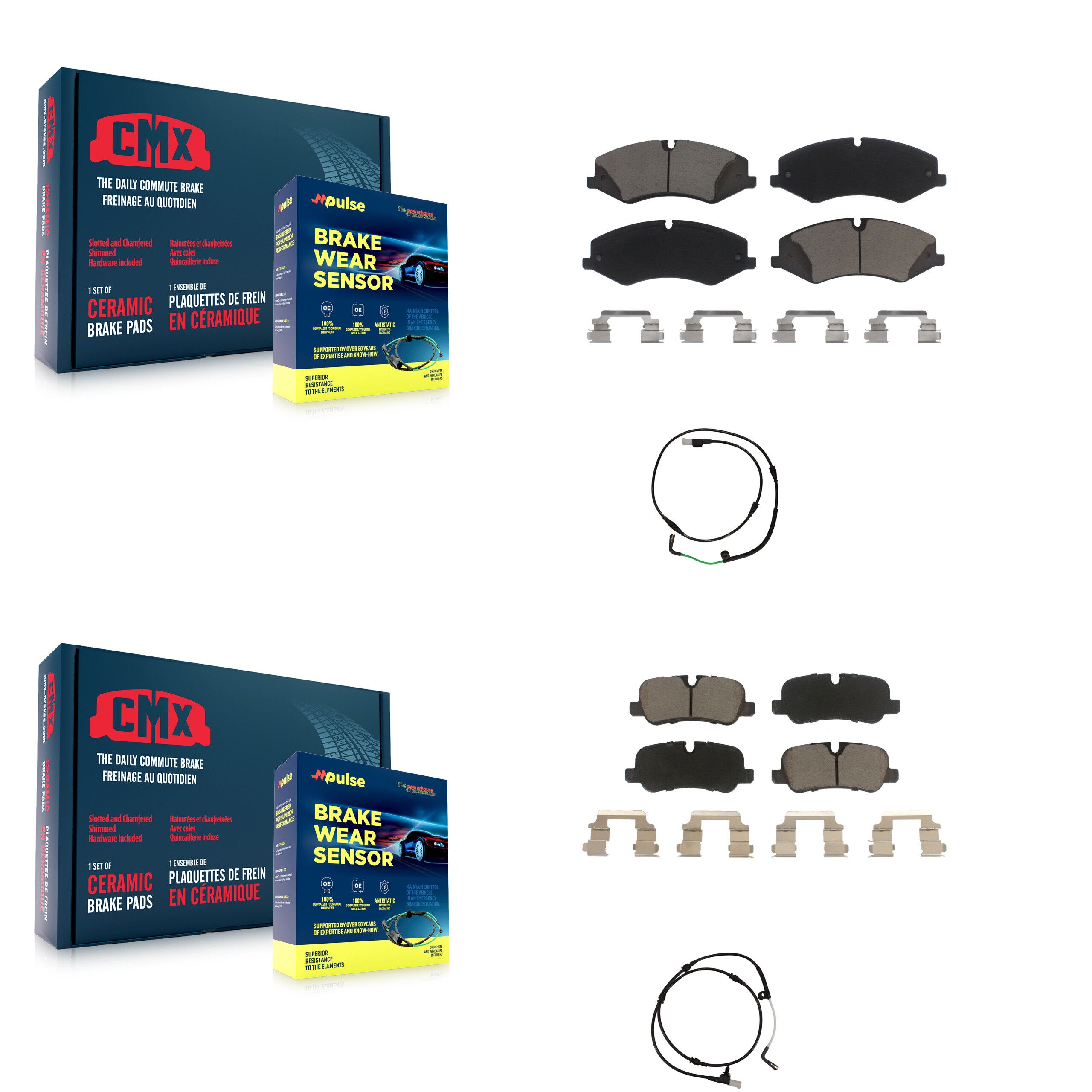 Front Rear Ceramic Disc Brake Pads And Wear Sensors Kit For Land Rover LR4 KCW-100159