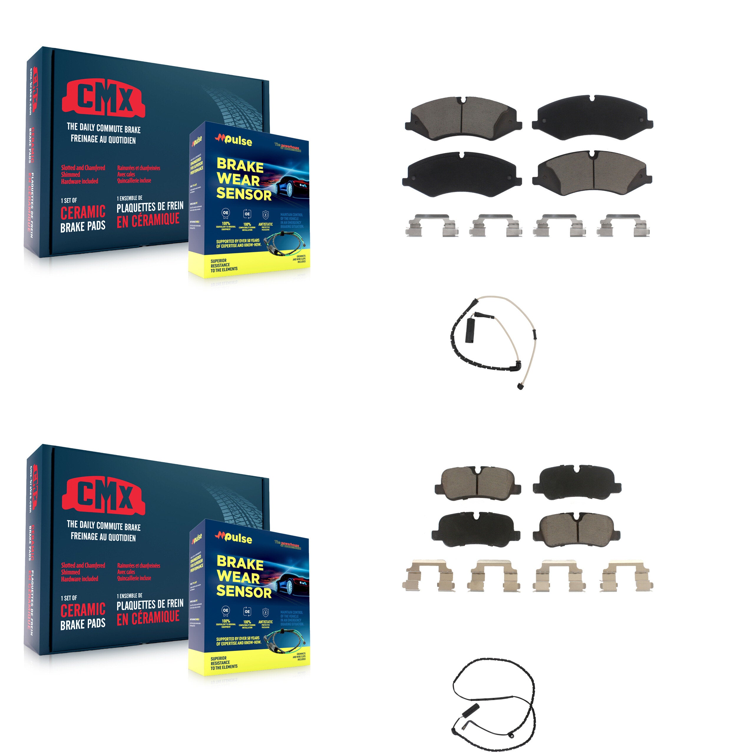 Front Rear Ceramic Disc Brake Pads And Wear Sensors Kit For Land Rover Range KCW-100160