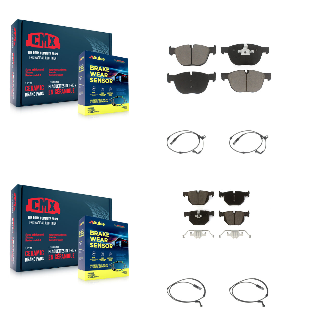 Front Rear Ceramic Disc Brake Pads And Wear Sensors Kit For BMW X5 X6 KCW-100169