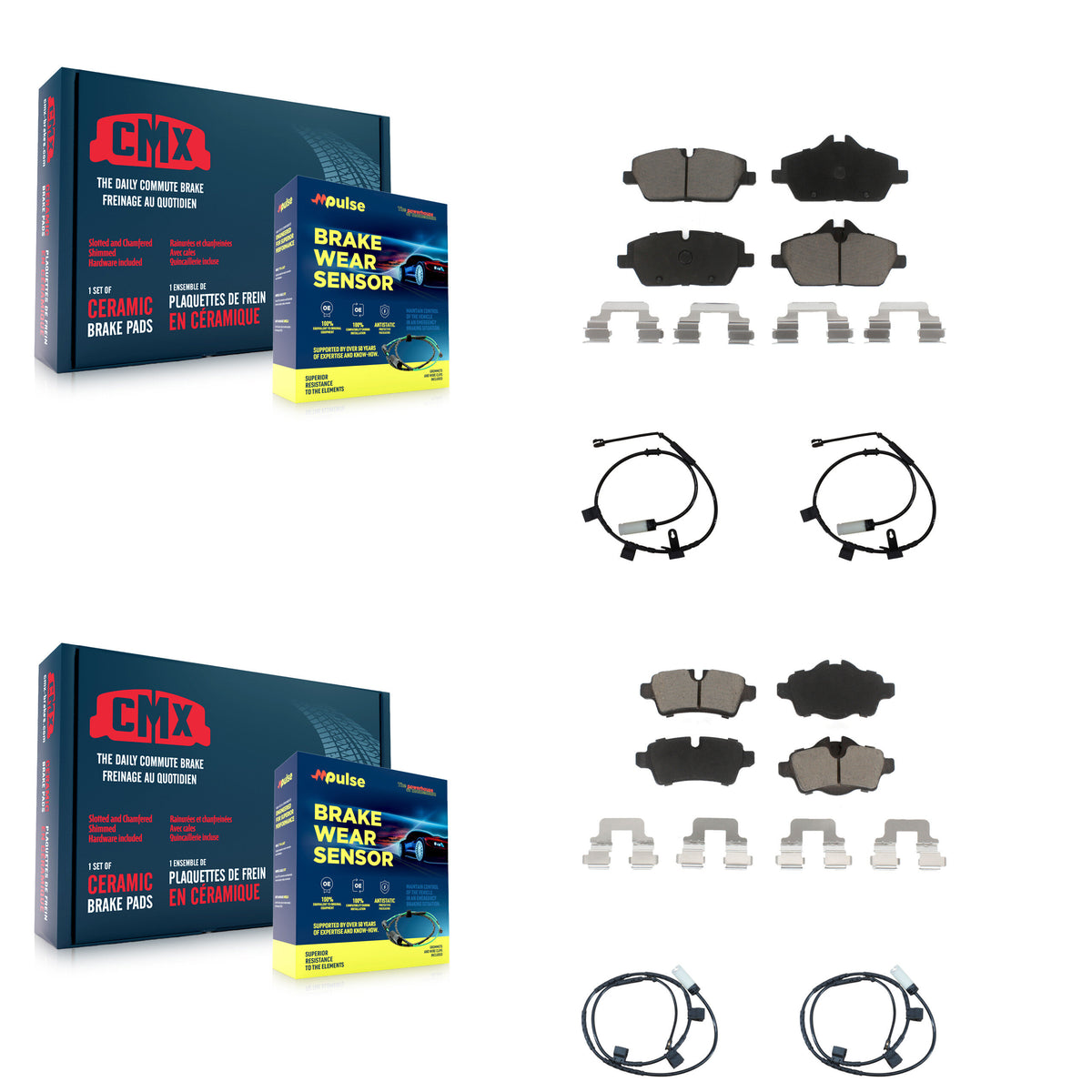 Front Rear Ceramic Disc Brake Pads And Wear Sensors Kit For Mini Cooper 1.6L KCW-100170