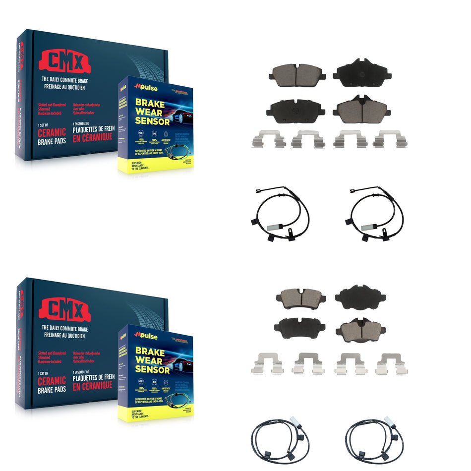Front Rear Ceramic Disc Brake Pads And Wear Sensors Kit For Mini Cooper 1.6L KCW-100170