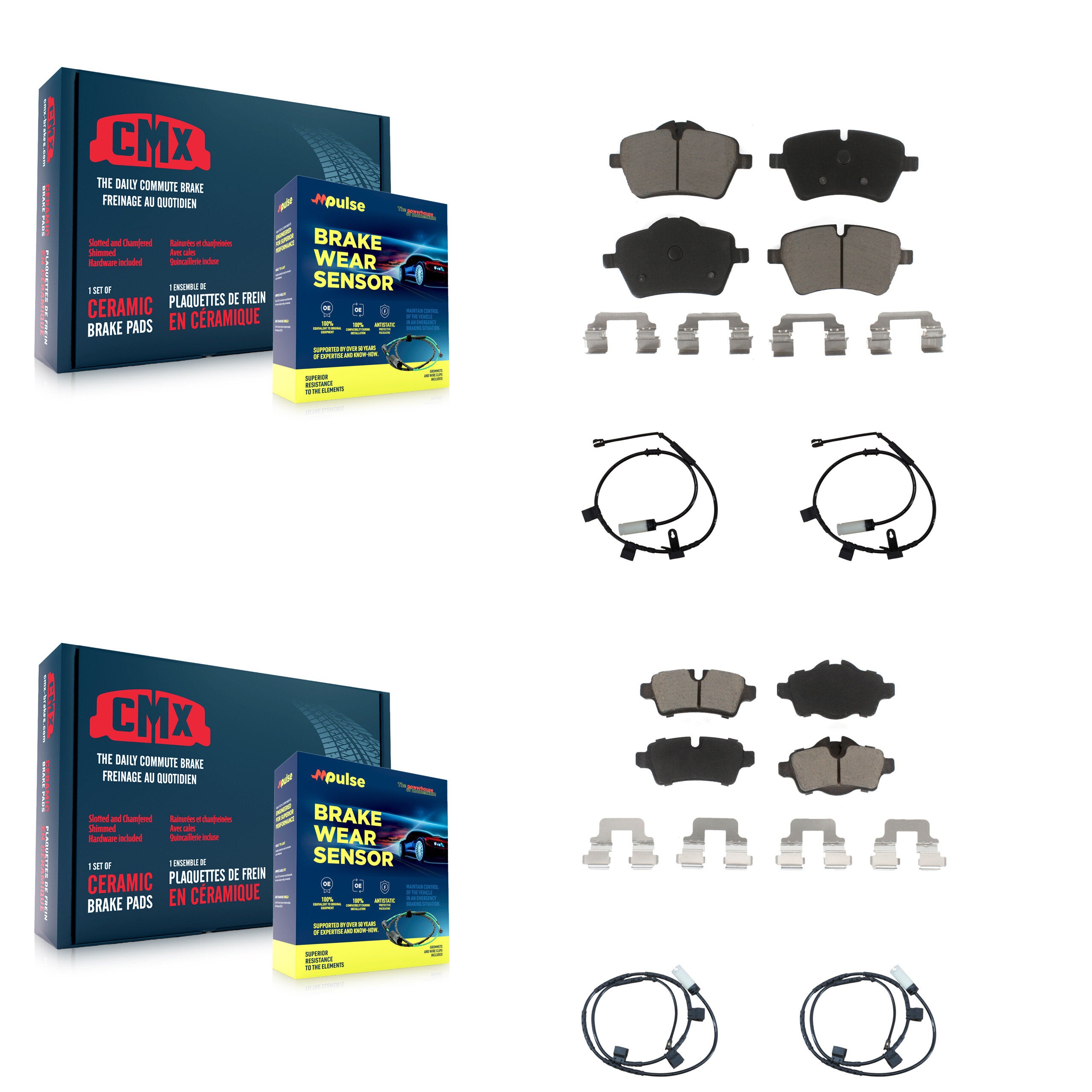 Front Rear Ceramic Disc Brake Pads And Wear Sensors Kit For Mini Cooper 1.6L KCW-100171