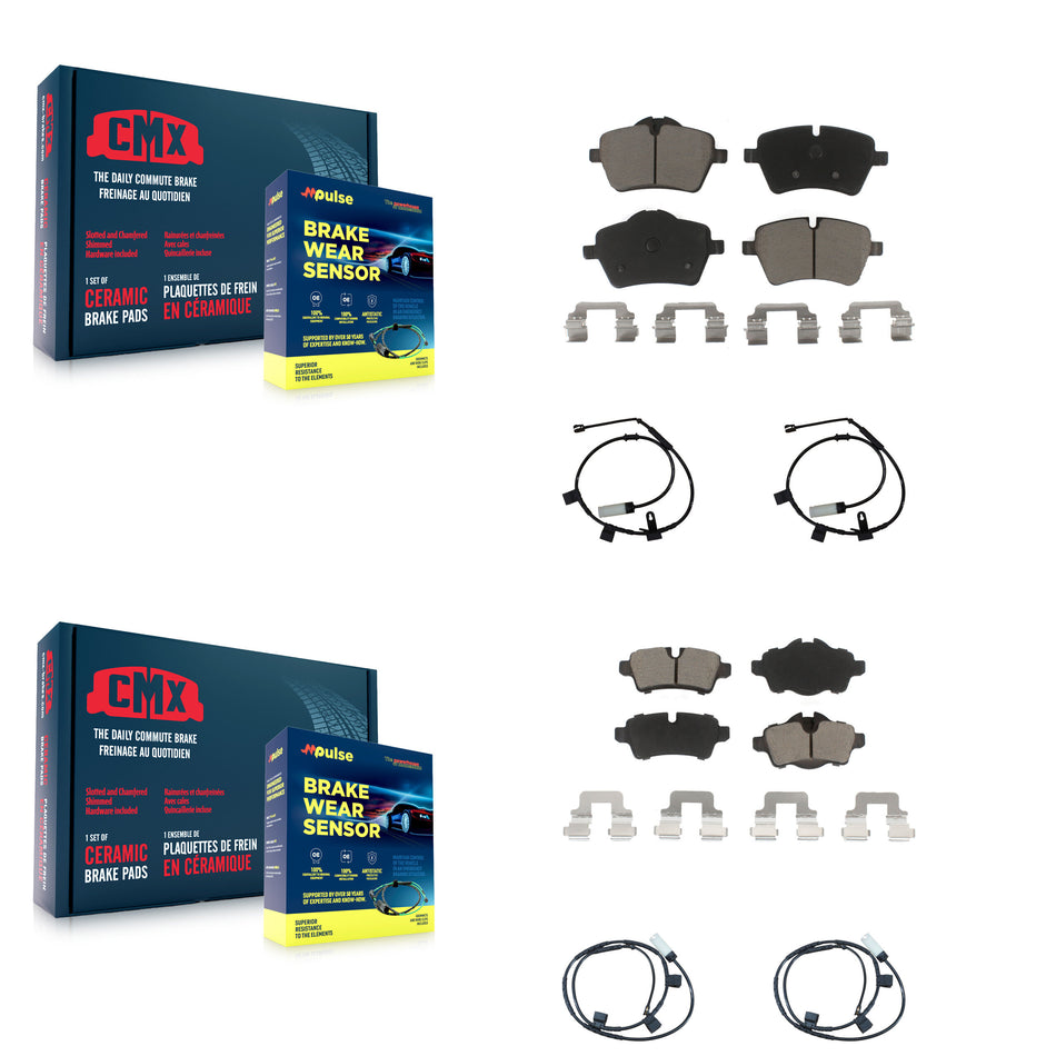 Front Rear Ceramic Disc Brake Pads And Wear Sensors Kit For Mini Cooper 1.6L KCW-100171