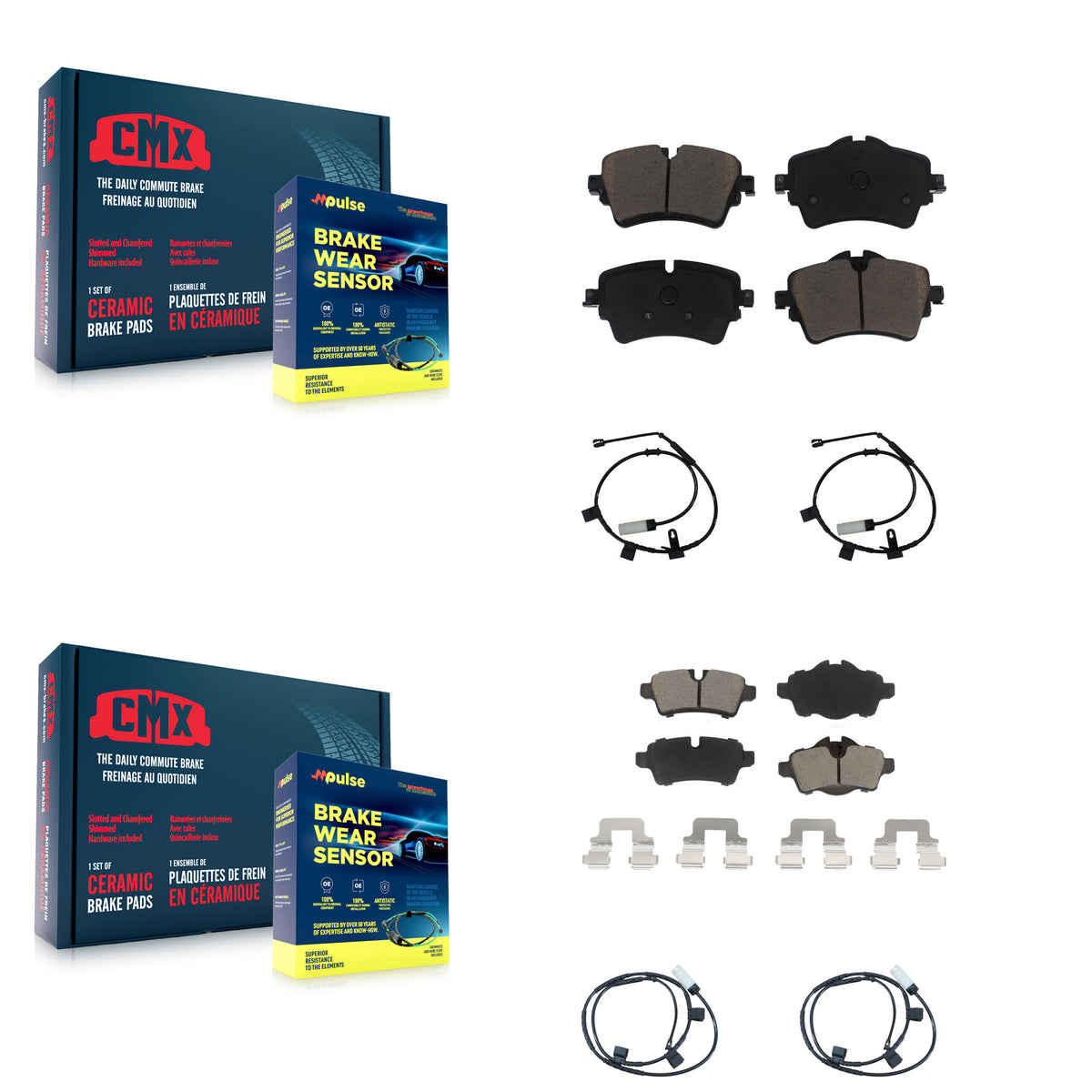Front Rear Ceramic Disc Brake Pads And Wear Sensors Kit For 2015 Mini Cooper 1.6L KCW-100172