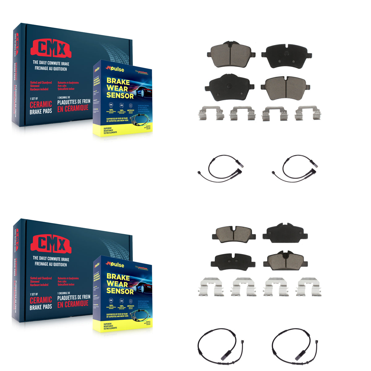 Front Rear Ceramic Disc Brake Pads And Wear Sensors Kit For Mini Cooper KCW-100175