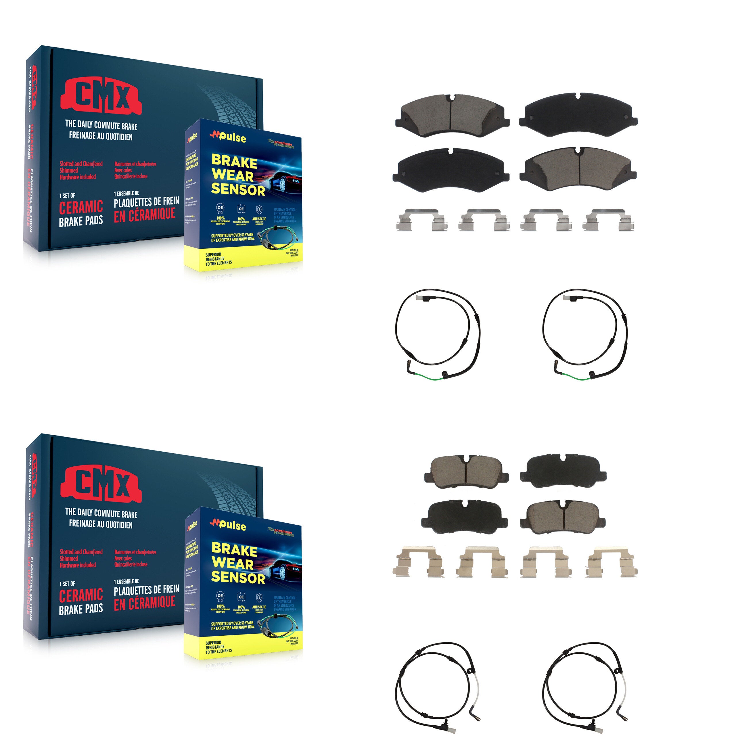 Front Rear Ceramic Disc Brake Pads And Wear Sensors Kit For Land Rover LR4 KCW-100182