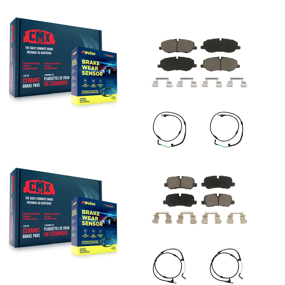 Front Rear Ceramic Disc Brake Pads And Wear Sensors Kit For 2005-2009 Land Rover LR3 4.4L KCW-100183