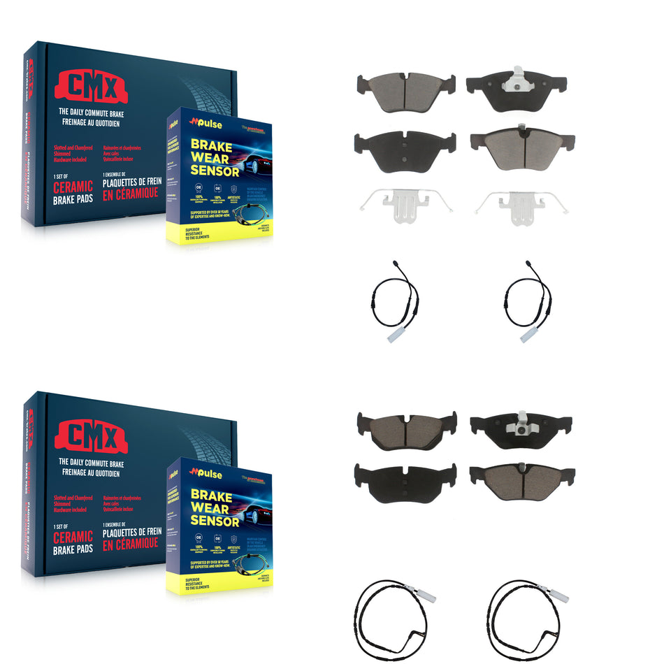 Front Rear Ceramic Disc Brake Pads And Wear Sensors Kit For BMW 128i 3.0L KCW-100188
