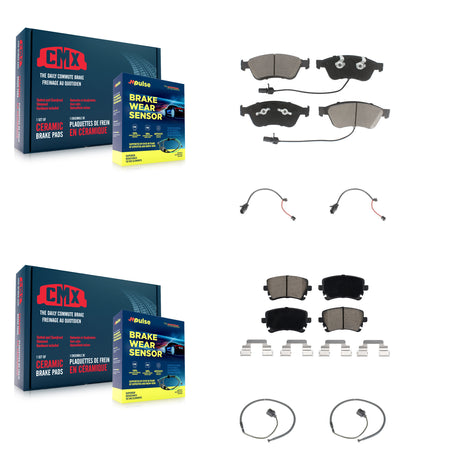 Front Rear Ceramic Disc Brake Pads And Extra Wear Sensors Kit For 2011 Audi S6 5.2L KCW-100192
