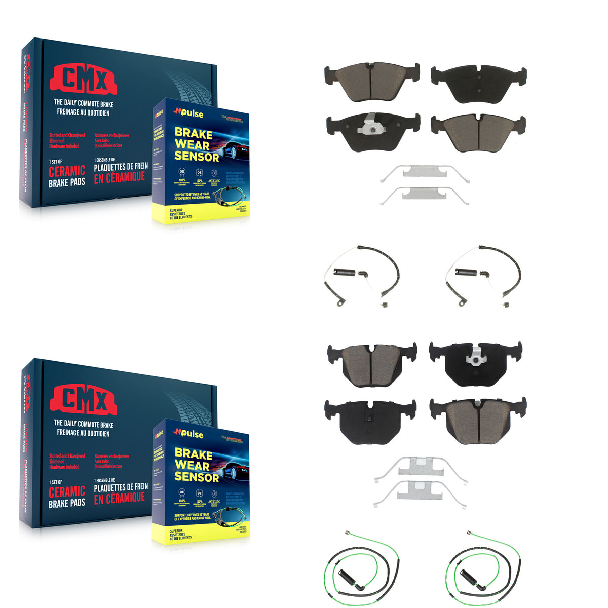 Front Rear Ceramic Disc Brake Pad Wear Sensor Kit For BMW Z4 M Roadster Coupe with 3.2L KCW-100201