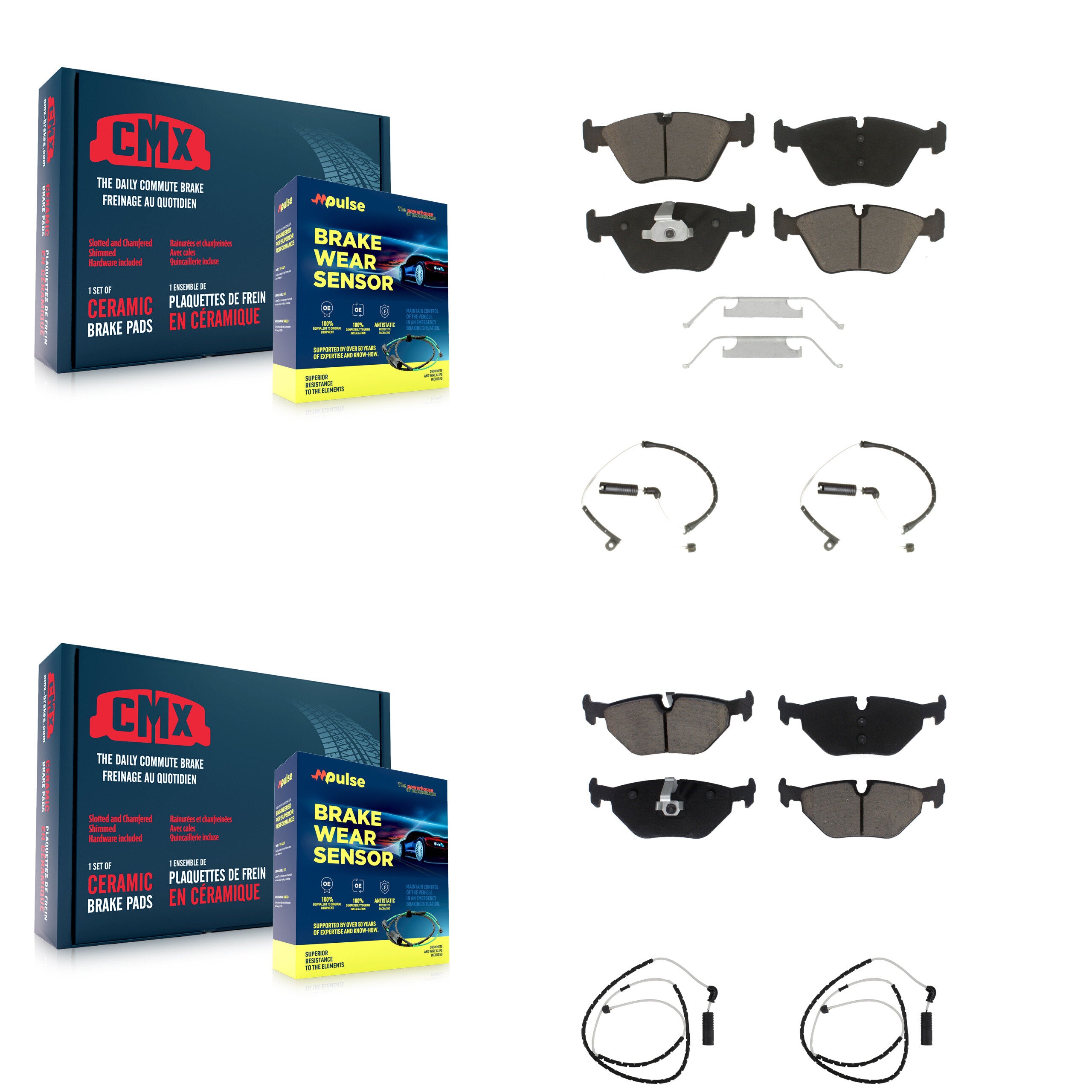 Front Rear Ceramic Disc Brake Pads And Wear Sensors Kit For BMW Z4 KCW-100202
