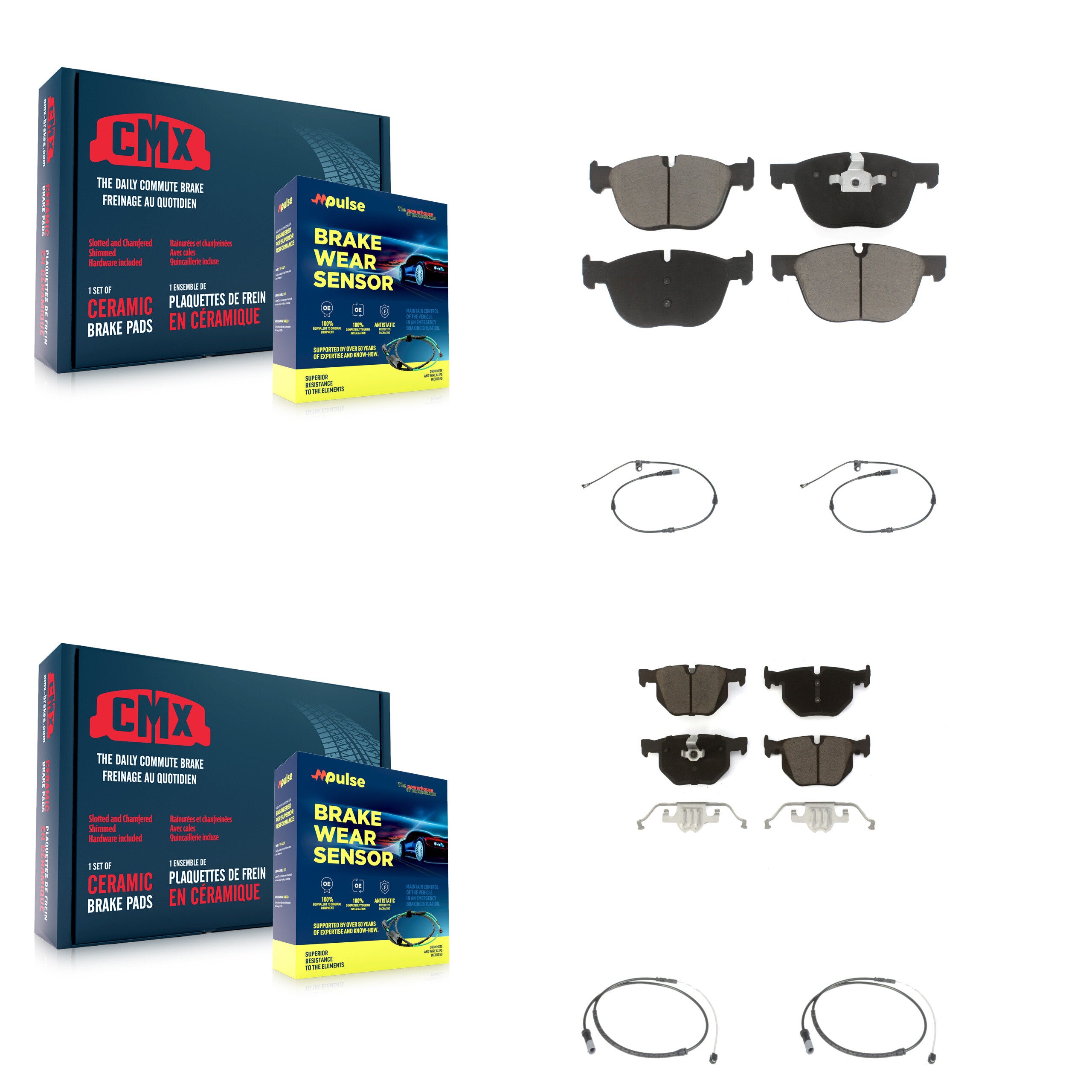 Front Rear Ceramic Disc Brake Pads And Wear Sensors Kit For BMW X5 X6 KCW-100203