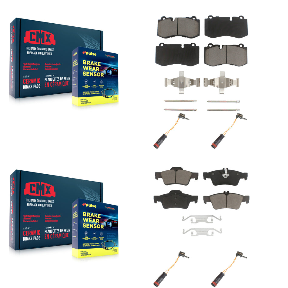 Front Rear Ceramic Disc Brake Pads And Wear Sensors Kit For Mercedes-Benz SL550 CL550 KCW-100217