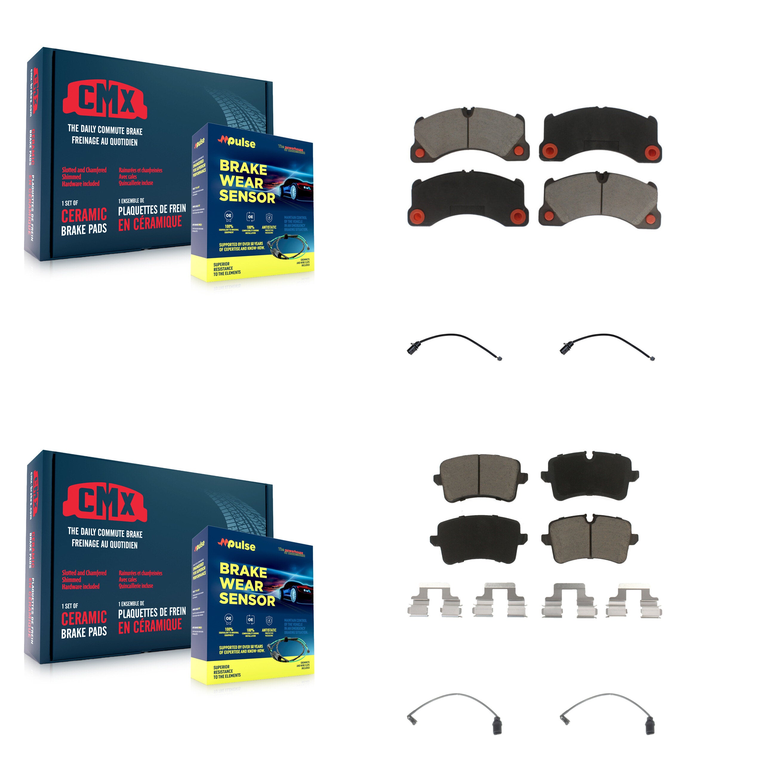 Front Rear Ceramic Disc Brake Pads And Wear Sensors Kit For 2017 Porsche Macan 2.0L KCW-100221