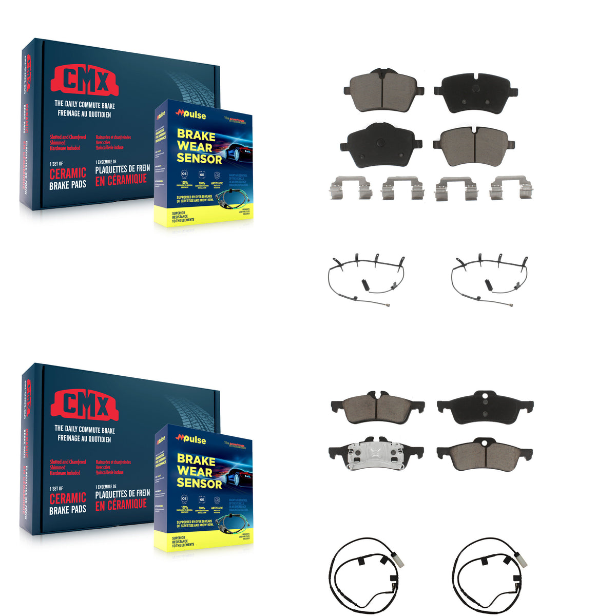 Front Rear Ceramic Disc Brake Pads And Wear Sensors Kit For 2006 Mini Cooper 1.6L KCW-100243