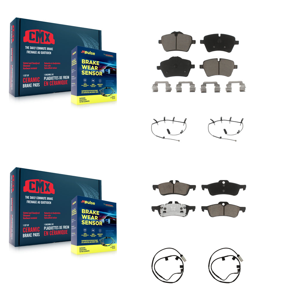 Front Rear Ceramic Disc Brake Pads And Wear Sensors Kit For 2006 Mini Cooper 1.6L KCW-100243