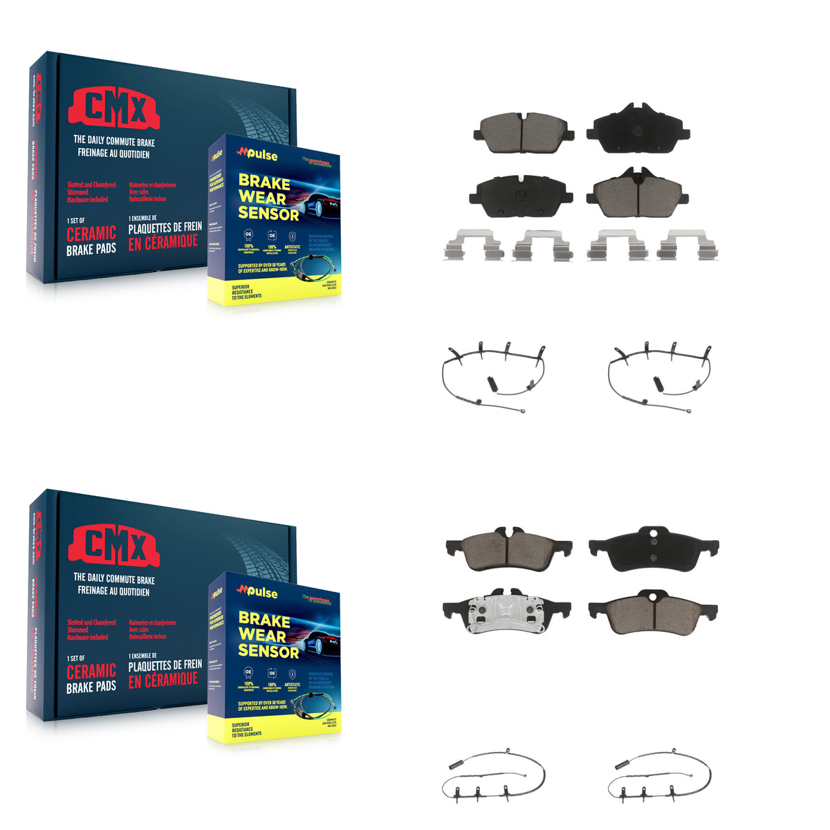 Front Rear Ceramic Disc Brake Pads And Wear Sensors Kit For Mini Cooper KCW-100245