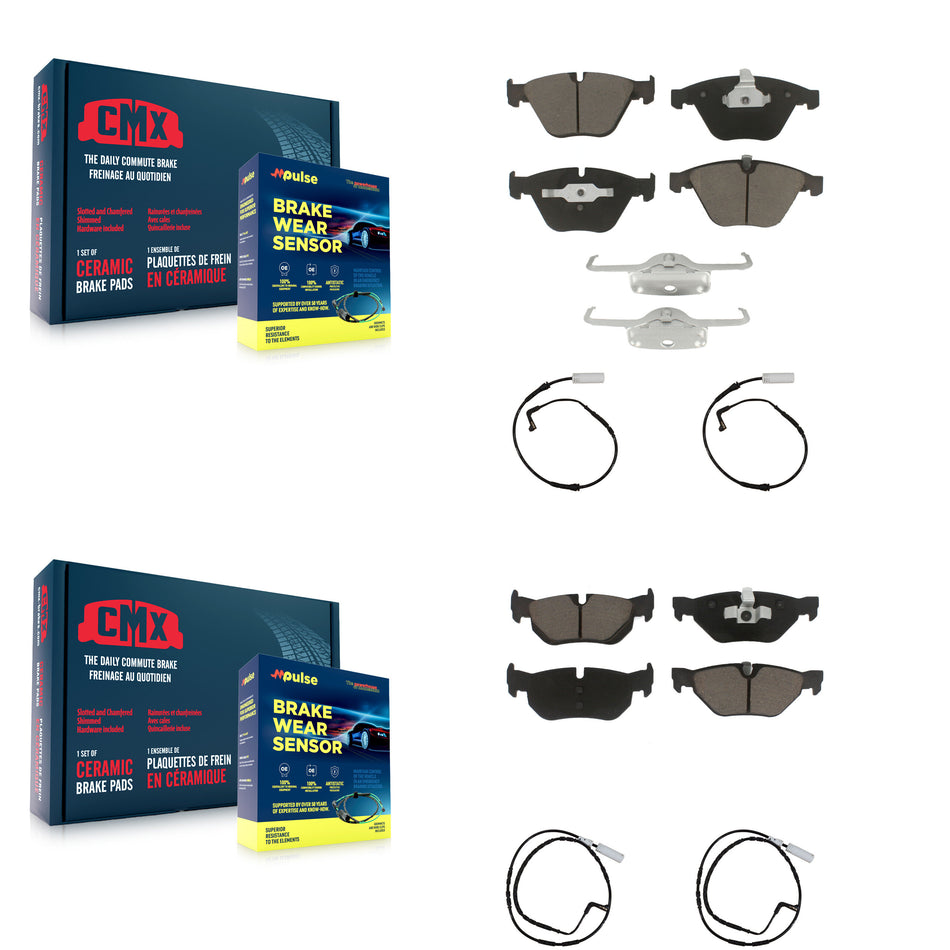 Front Rear Ceramic Disc Brake Pads And Wear Sensors Kit For BMW 328i 323i KCW-100259