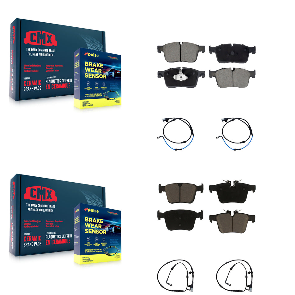 Front Rear Ceramic Disc Brake Pads And Wear Sensors Kit For Jaguar XE XF KCW-100265