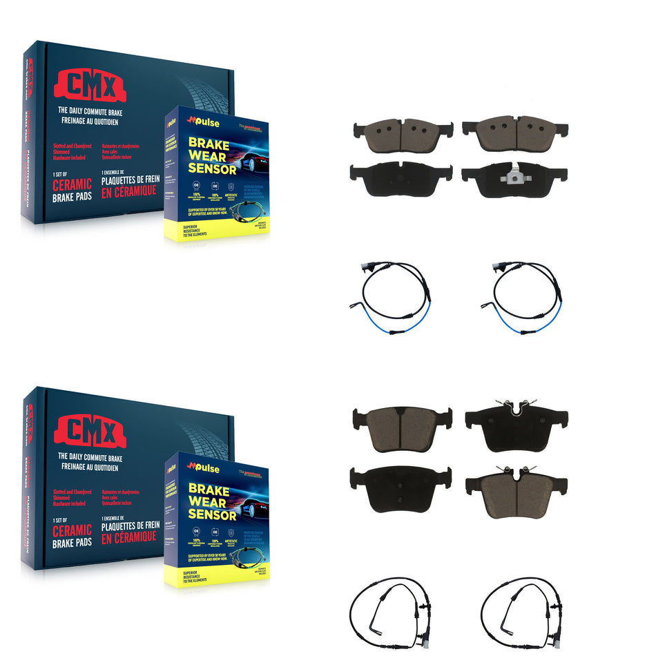 Front Rear Ceramic Disc Brake Pads And Wear Sensors Kit For Jaguar XE XF KCW-100266