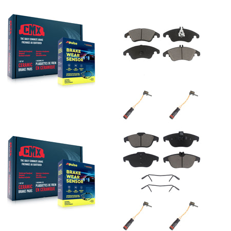 Front Rear Ceramic Brake Pad & Wear Sensor Kit For Mercedes-Benz C300 C350 E350 E550 E400 KCW-100269