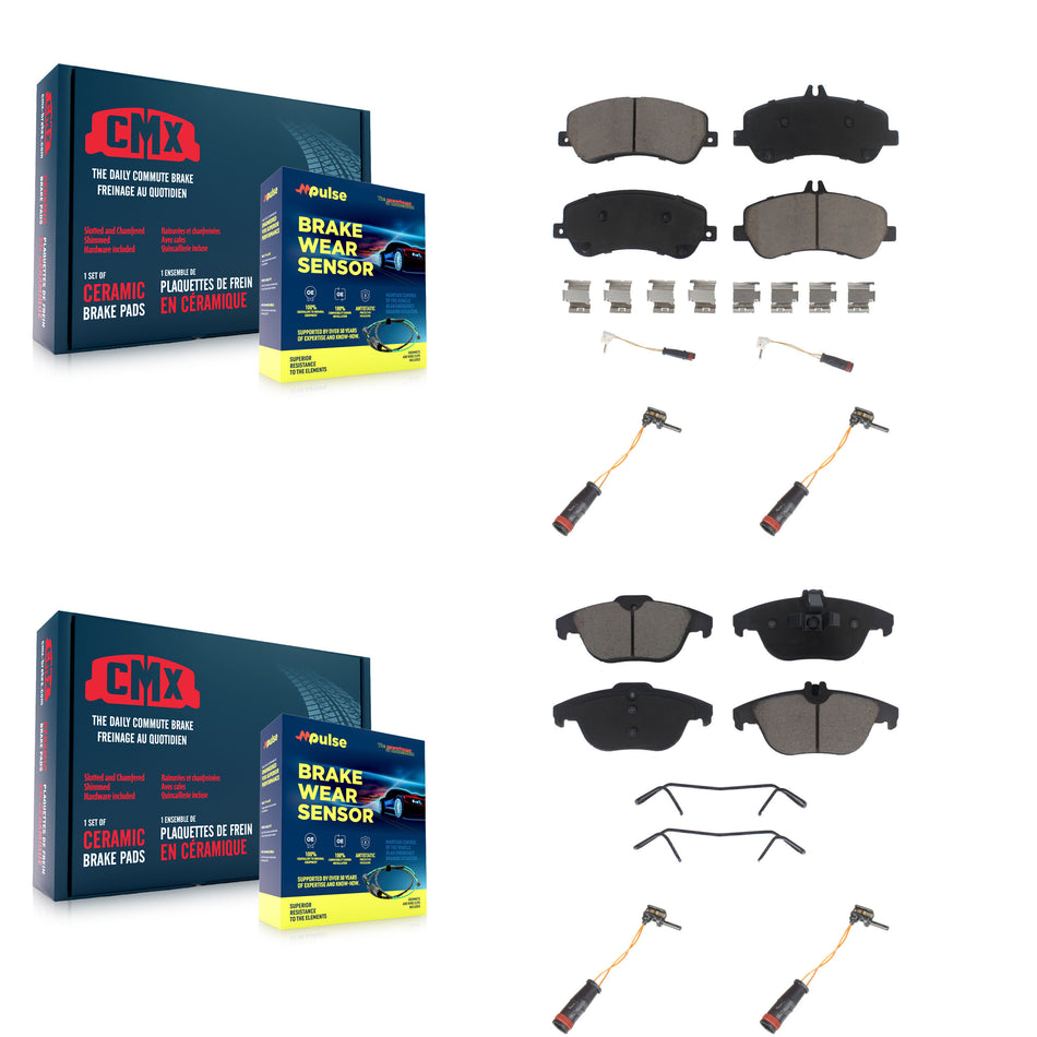 Front Rear Ceramic Disc Brake Pad & Extra Wear Sensor Kit For Mercedes-Benz GLK350 GLK250 KCW-100270