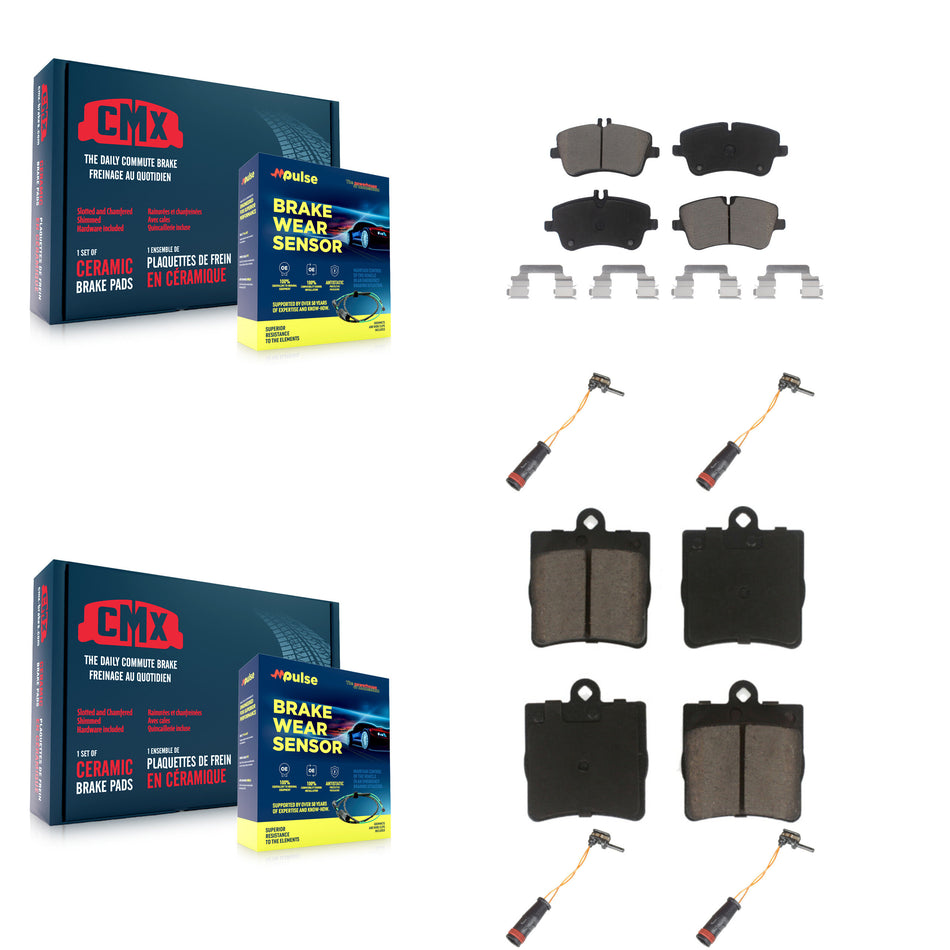 Front Rear Ceramic Disc Brake Pads And Wear Sensors Kit For Mercedes-Benz C230 C240 KCW-100274