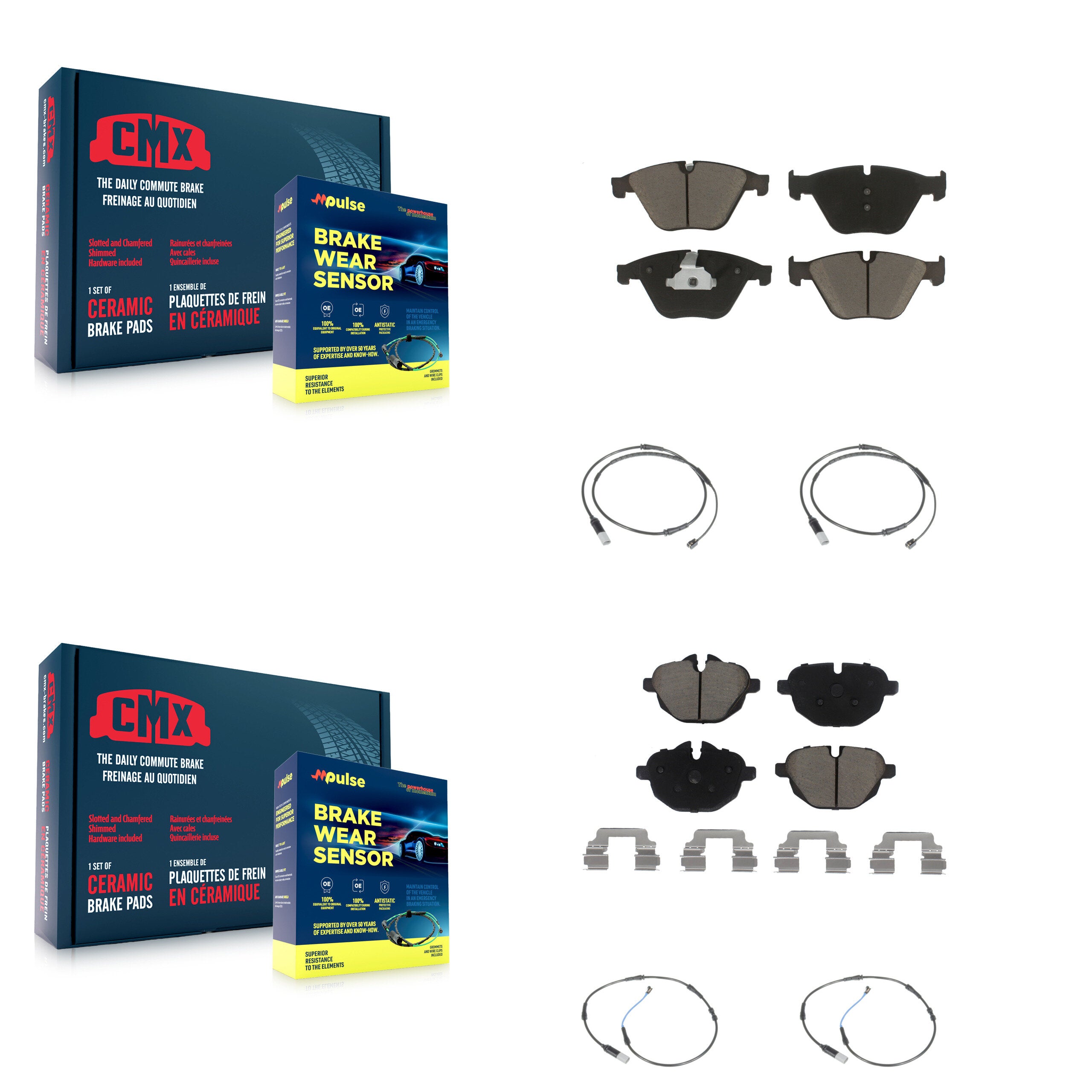 Front Rear Ceramic Disc Brake Pad & Wear Sensor Kit For BMW 535i 528i 535d ActiveHybrid 5 KCW-100287