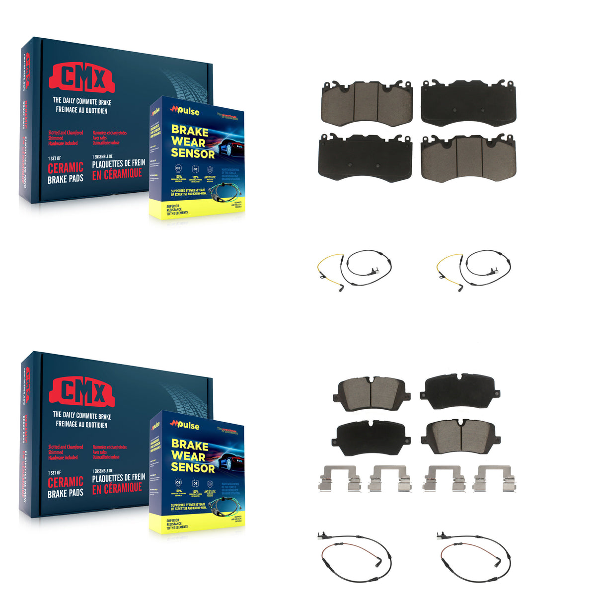 Front Rear Ceramic Disc Brake Pads And Wear Sensors Kit For Land Rover Range Sport KCW-100293