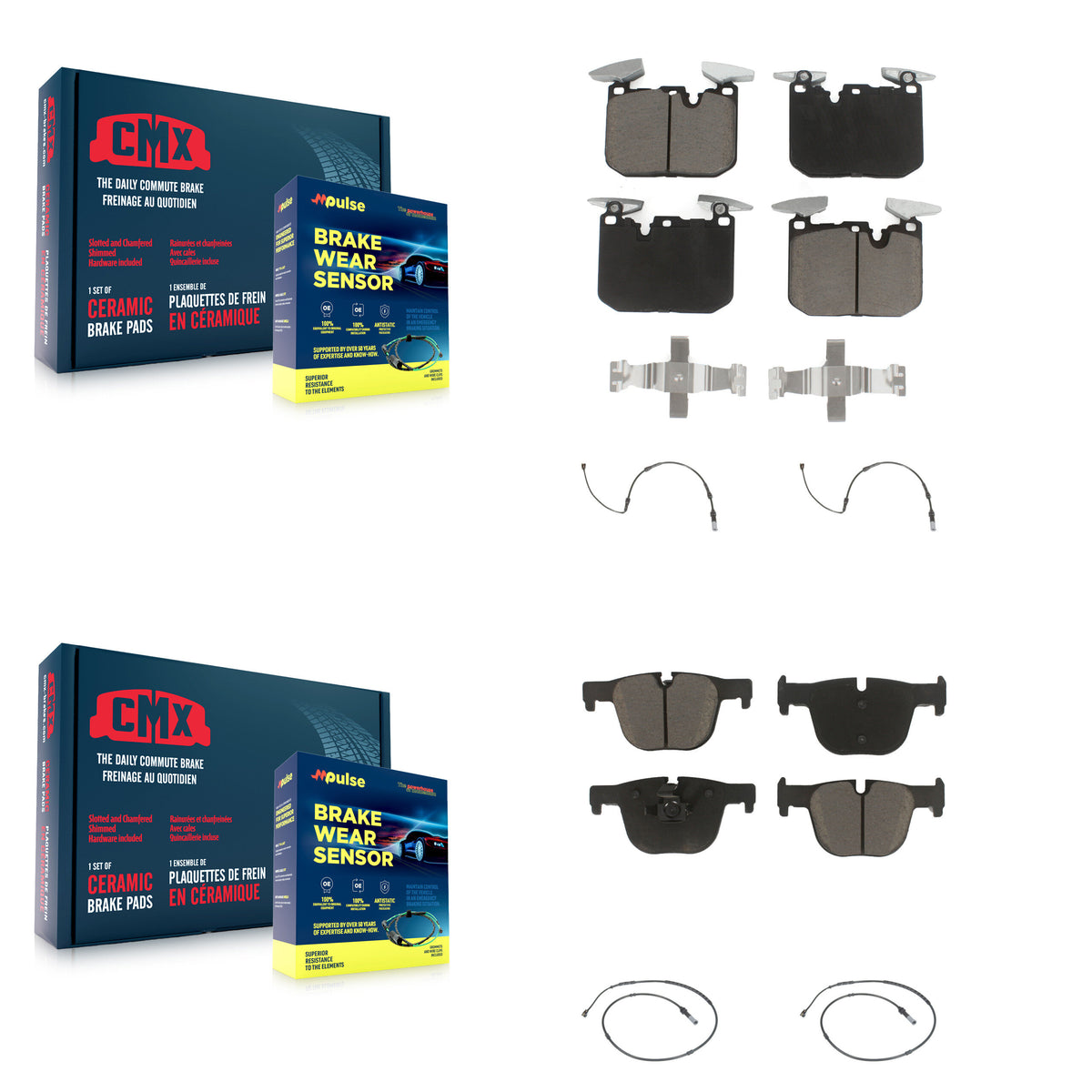 Front Rear Ceramic Brake Pads Wear Sensor Kit For BMW 340i xDrive 435i 440i Gran Coupe GT KCW-100296