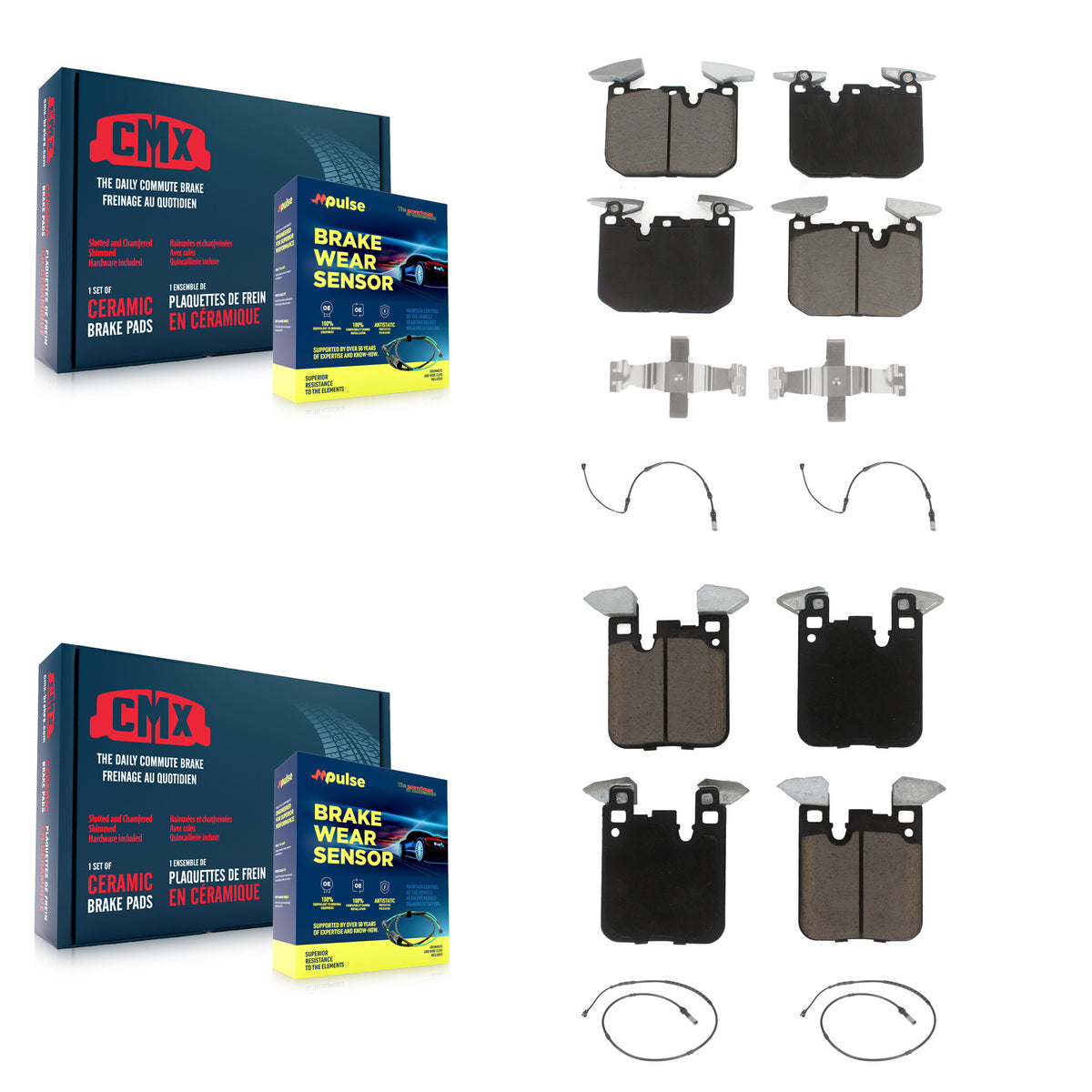 Front Rear Ceramic Brake Pads Wear Sensor Kit For BMW 340i xDrive 435i 440i Gran Coupe M2 KCW-100297