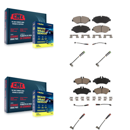 Front Rear Ceramic Brake Pads Extra Wear Sensor Kit For Sprinter 2500 Mercedes-Benz Dodge KCW-100304