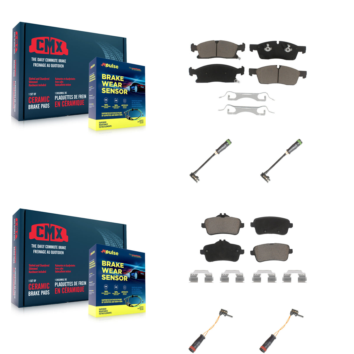 Front Rear Ceramic Brake Pads Wear Sensor Kit For Mercedes-Benz GLE400 GL350 GLS450 GL450 KCW-100305