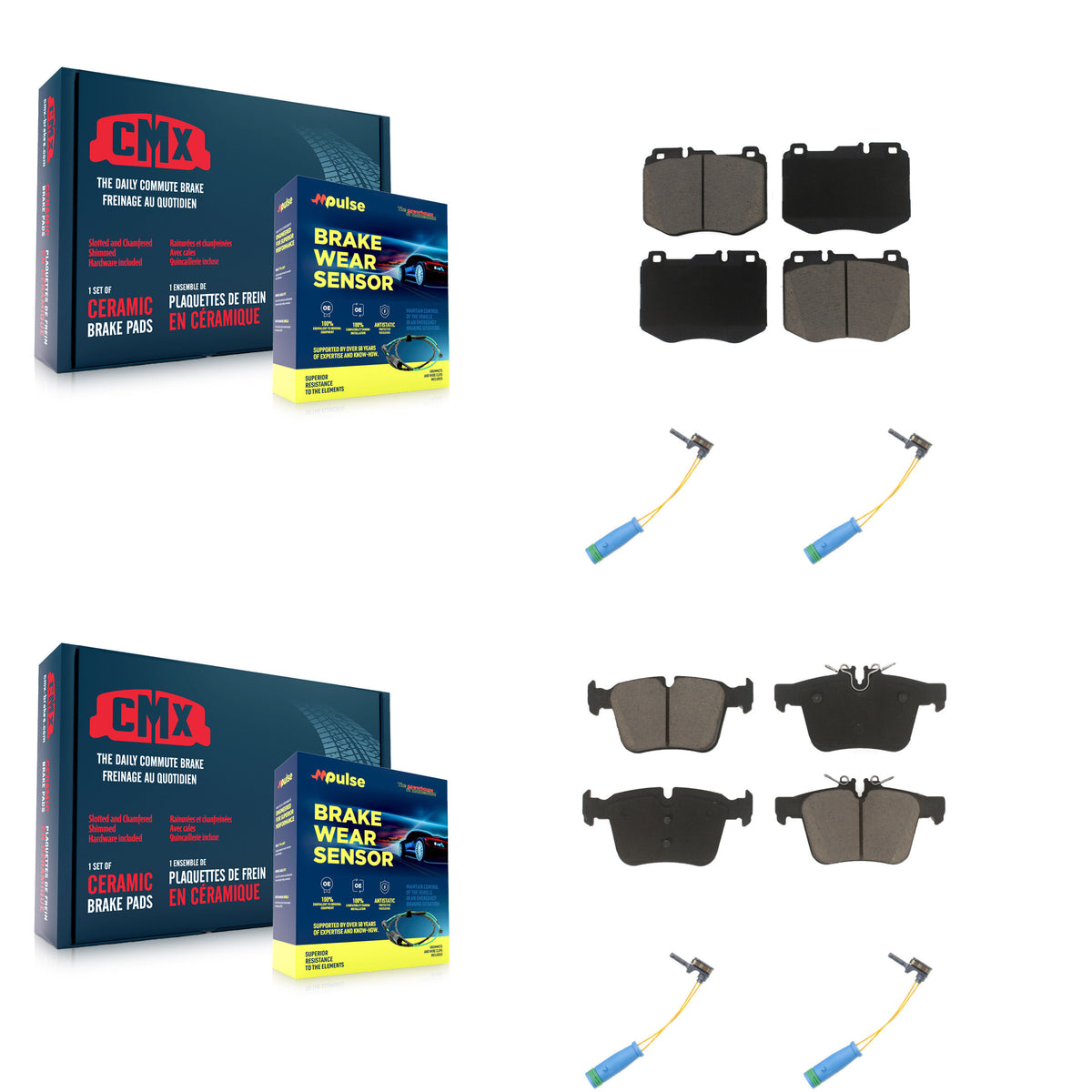 Front Rear Ceramic Disc Brake Pads And Wear Sensors Kit For Mercedes-Benz C300 C400 C350e KCW-100308