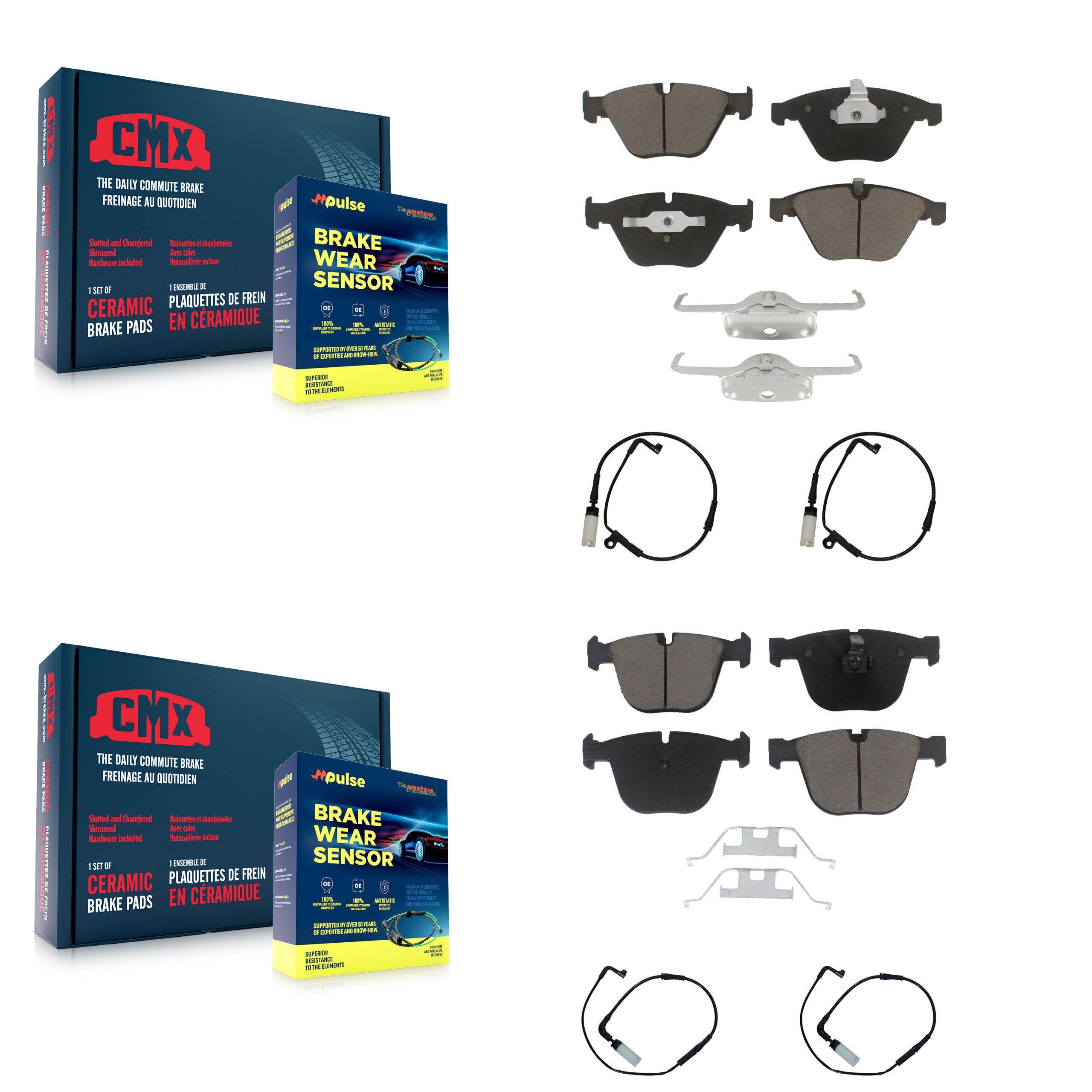 Front Rear Ceramic Disc Brake Pads And Wear Sensors Kit For BMW 550i 545i 645Ci KCW-100319