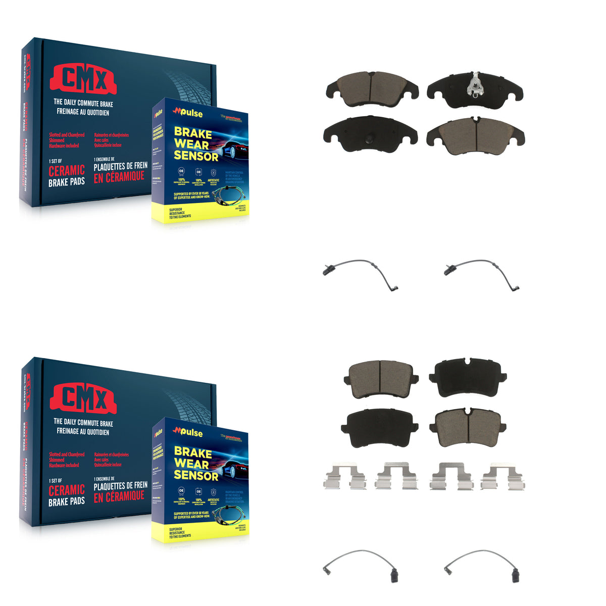 Front Rear Ceramic Disc Brake Pads And Wear Sensors Kit For Audi A7 Quattro A6 KCW-100332