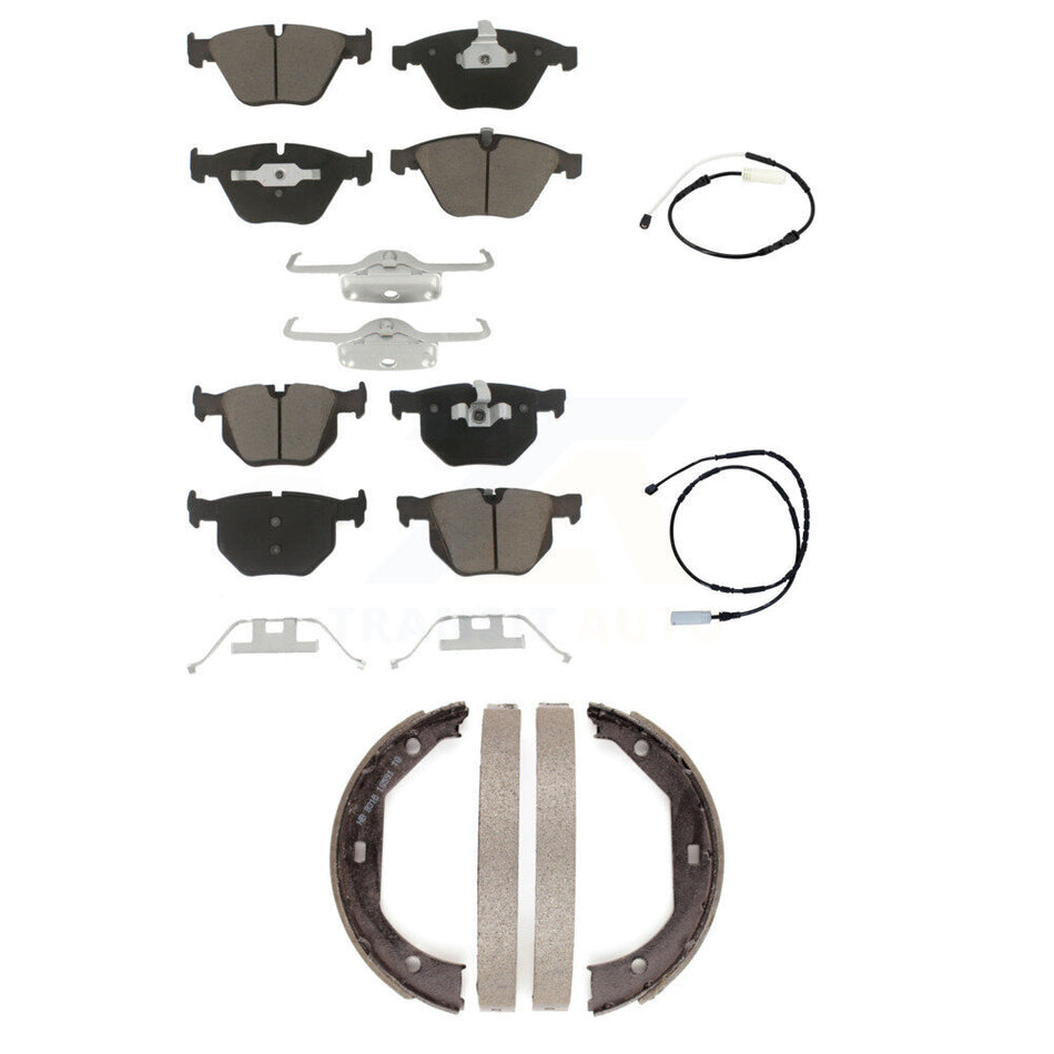 Front Rear Ceramic Disc Brake Pads And Wear Sensors Kit (5Pc) For BMW 335i 335is 335d KCW-100353