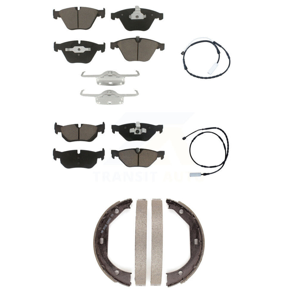 Front Rear Ceramic Disc Brake Pads And Wear Sensors Kit (5Pc) For BMW 328i xDrive KCW-100369