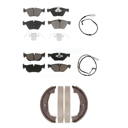 Front Rear Ceramic Disc Brake Pads And Wear Sensors Kit (5Pc) For BMW 128i 328i 323i 325i KCW-100374