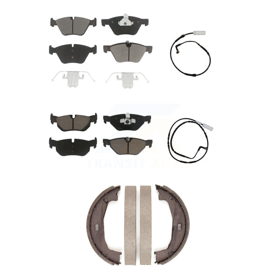 Front Rear Ceramic Disc Brake Pads And Wear Sensors Kit (5Pc) For BMW 128i 328i 323i 325i KCW-100374