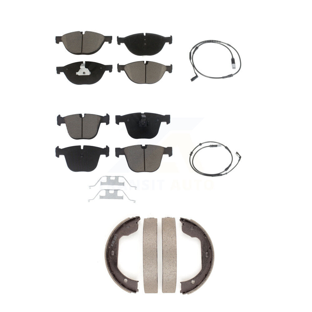 Front Rear Ceramic Disc Brake Pads And Wear Sensors Kit (5Pc) For 2009 BMW 750i 750Li KCW-100385