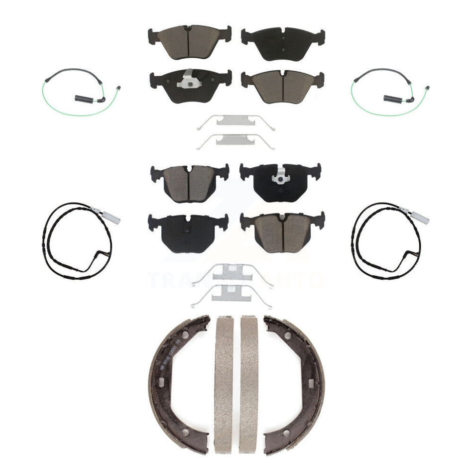 Front Rear Ceramic Disc Brake Pads And Wear Sensors Kit (7Pc) For 2005 BMW 330xi 3.0L KCW-100396