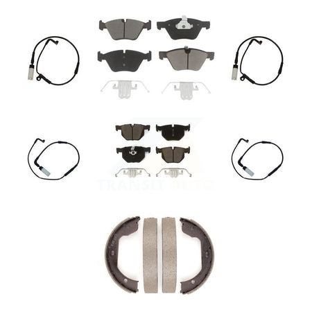 Front Rear Ceramic Disc Brake Pads And Wear Sensors Kit (7Pc) For BMW 525i KCW-100403